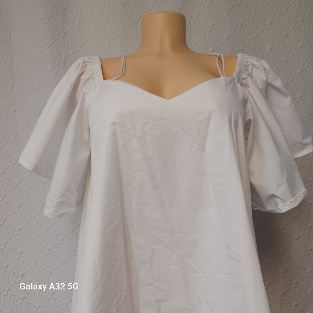 a.peach Women Dress Mini Size M White Off-Shoulder Dress - Picture 5 of 14